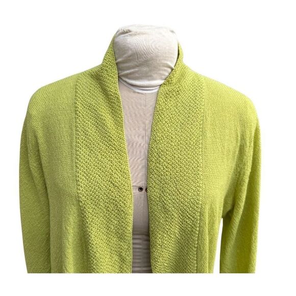 Eileen Fisher Open Front Cardigan Sz. L Italian Yarn Textured Knit - Picture 7 of 12